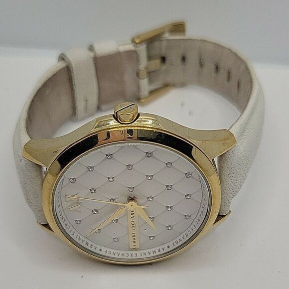 Armani Exchange AX5207 Womens White Leather Analog Dial Quartz Wrist Watch BC500 - Picture 7 of 11